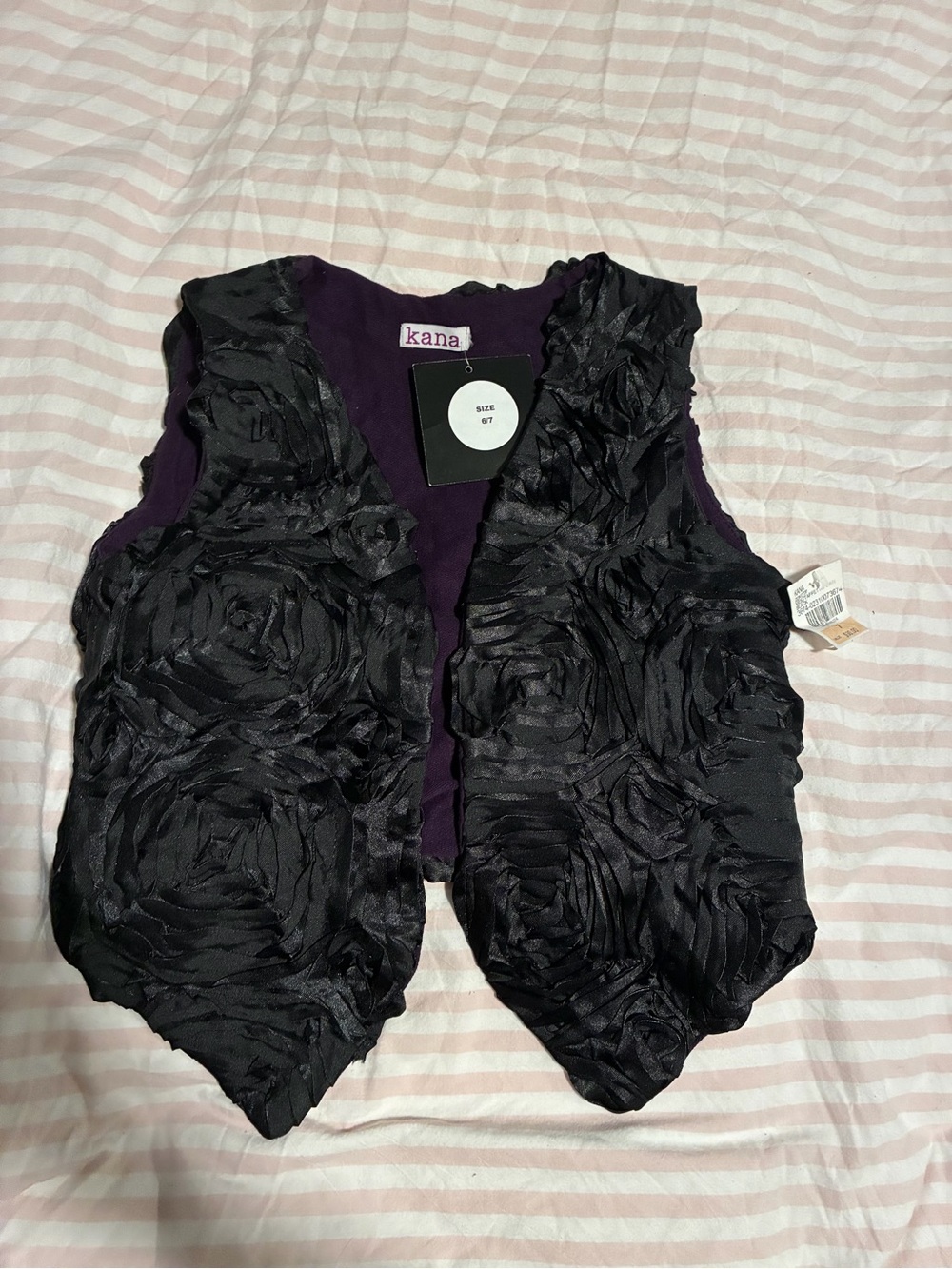 Black Rosette Vest - Girl’s Elegant Overlay Vest